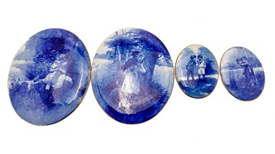 Lot 791 - Two pairs of Doulton oval plaques
