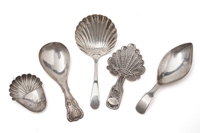 Lot 491 - A selection of silver caddy spoons and a caddy spoon bowl