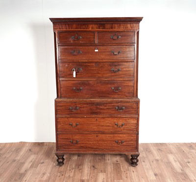 Lot 65 - A Georgian mahogany chest on chest of drawers