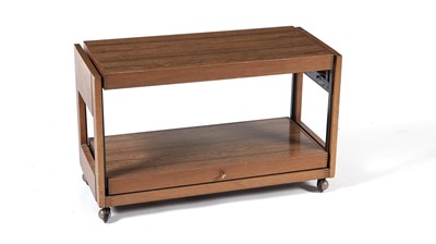 Lot 68 - Besway: A retro teak veneer metamorphic drinks trolley/ dining table