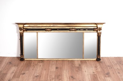 Lot 41 - A 19th Century gilt and ebonised overmantel mirror, with Lloyd label