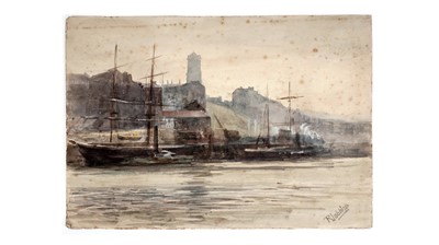 Lot 608 - Robert Jobling - Daybreak at North Shields | watercolour