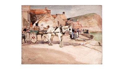 Lot 599 - Robert Jobling - Loading the Days Catch | watercolour