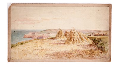 Lot 597 - Robert Jobling - Haystacks | watercolour