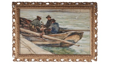 Lot 621 - Robert Jobling - Fishermen in a Coble | watercolour