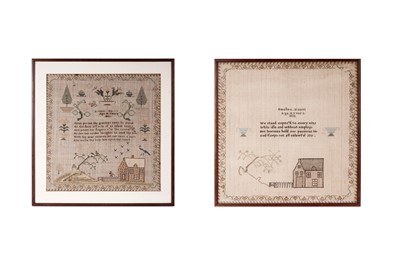 Lot 945 - Two 19th Century needlework samplers worked by the Sisson sisters