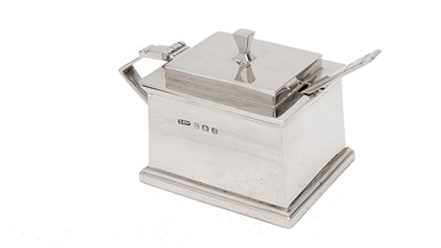 Lot 210 - A small art deco mustard pot with a matching spoon