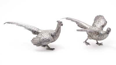 Lot 179 - An Elizabeth II cast pair of table decorations  in the form of pheasants