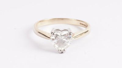 Lot 1112 - A heart-shaped single stone diamond ring