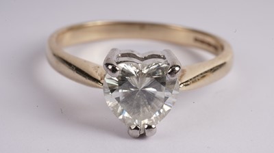 Lot 1112 - A heart-shaped single stone diamond ring