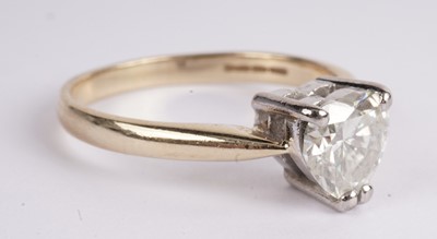 Lot 1112 - A heart-shaped single stone diamond ring