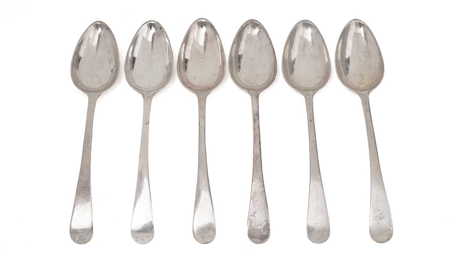 Lot 1393 - A set of six late 18th Century Maltese dessert spoons
