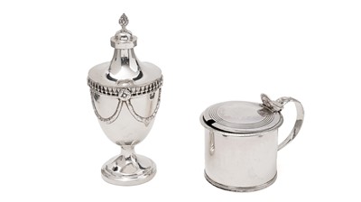 Lot 1471 - A George IV silver drum mustard pot; and a silver small vase with cover