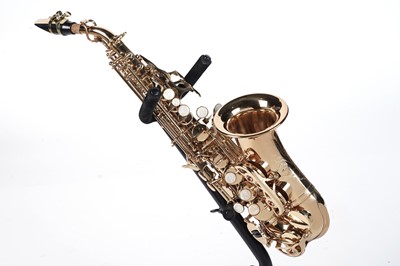 Lot 332 - A lacquered brass Soprano saxophone engraved FF