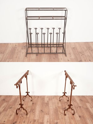 Lot 24 - A wellington boot/shoe stand; and a pair of Victorian table supports