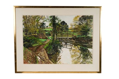 Lot 1250 - Olwen Bowey RA - River Crossing | gouache on paper