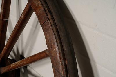 Lot 83 - Two vintage wooden cart wheels