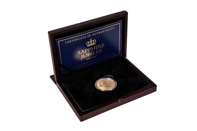 Lot 246 - A Queen Elizabeth II Sapphire Jubilee Jersey £5 gold proof coin
