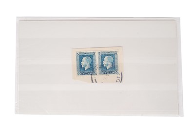 Lot 66 - New Zealand George V 1915 5d. imperf pair, used on piece