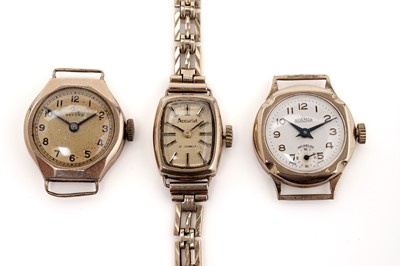 Lot 442 - Three 9ct yellow gold cocktail watches