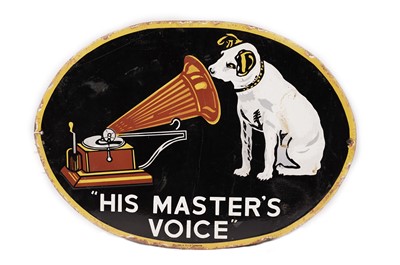 Lot 158 - A HMV enamel advertising sign
