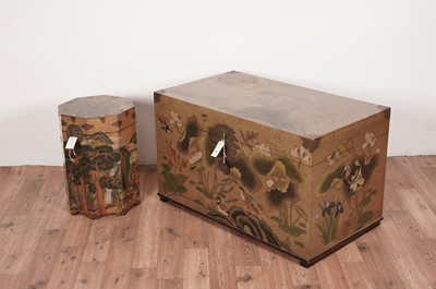Lot 47 - A modern Asian blanket box and a modern Asian lacquered octagonal box