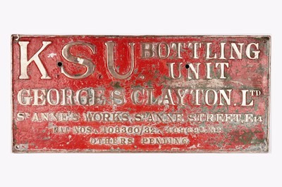 Lot 242 - A K.S.U. Bottling Unit advertising sign