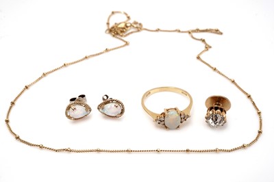 Lot 438 - An opal and diamond ring and other jewellery
