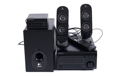 Lot 476 - A Denon receiver and desk top speakers