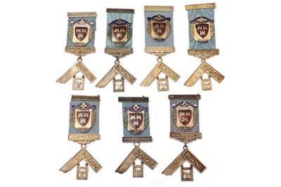 Lot 768 - Seven silver-gilt and enamel Masonic medals, for the Newcastle City Lodge
