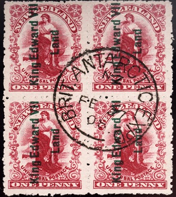 Lot 28 - New Zealand Antarctic Expeditions 1908 Shackleton Expedition block of four