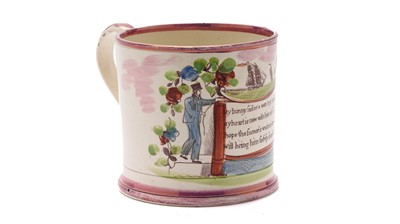 Lot 819 - Sunderland creamware mug