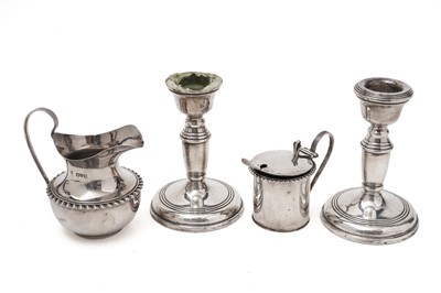 Lot 518 - A pair of dwarf candlesticks and other items