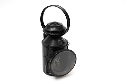 Lot 808 - A black painted railway hand lamp