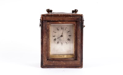 Lot 867 - Vieyres of London: A late 19th Century engraved and gilt brass carriage clock