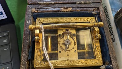 Lot 867 - Vieyres of London: A late 19th Century engraved and gilt brass carriage clock