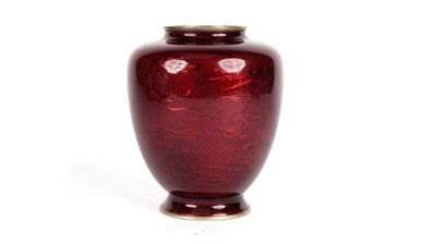 Lot 775 - Japanese Akasuke Ginbari enamel vase