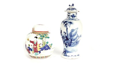 Lot 387 - Chinese blue and white vase and cover and a ginger jar