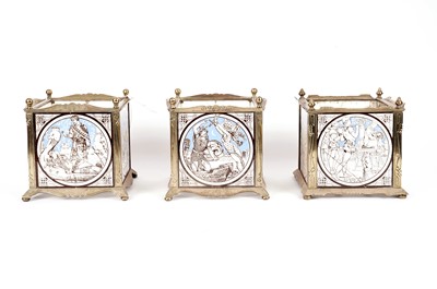 Lot 94 - A set of three Victorian brass mounted planters