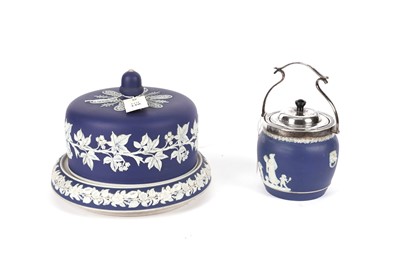 Lot 110 - A Wedgwood Jasperware cheese dome; and a biscuit barrel