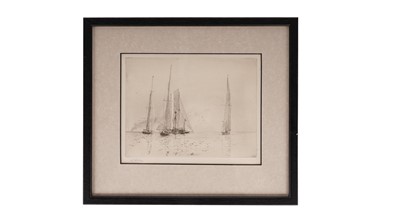 Lot 539 - William Lionel Wyllie - ‘Yachts Westward, Shamrock, Britannia and White Heather’ | drypoint