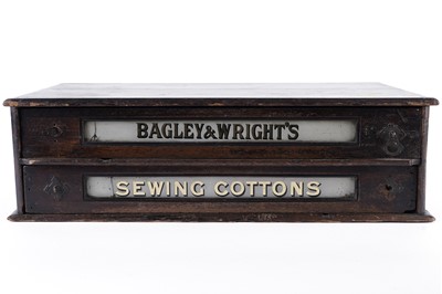 Lot 238 - An early 20th Century desktop walnut advertising haberdashery two drawer cabinet