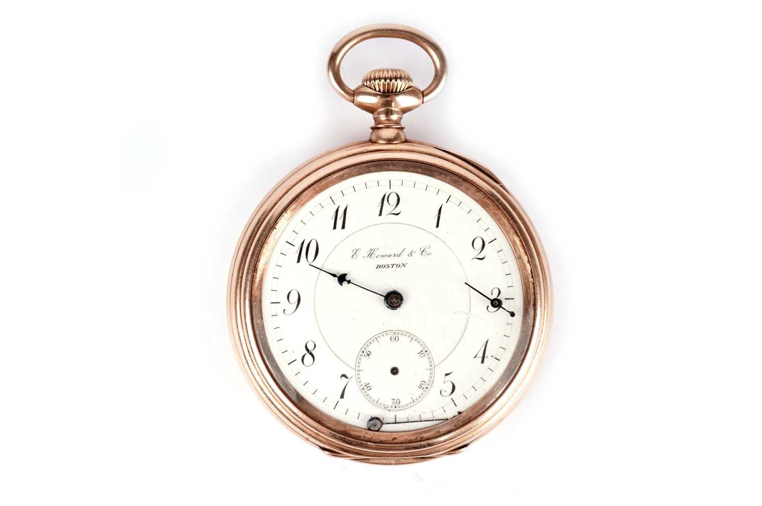 Lot 406 - An American rose gold open face pocket watch by Howard & Co, Boston