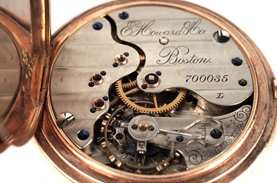 Lot 406 - An American rose gold open face pocket watch by Howard & Co, Boston