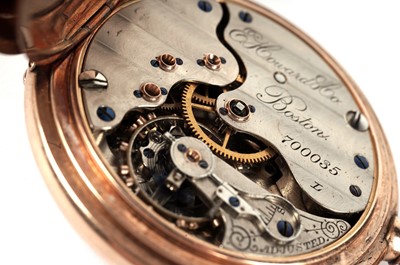 Lot 406 - An American rose gold open face pocket watch by Howard & Co, Boston