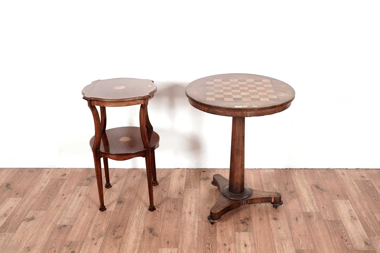 Lot 67 - A Victorian games table and an Edwardian occasional table