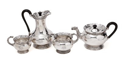 Lot 325 - An Edwardian Irish four-piece tea service