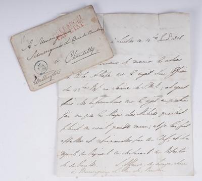 Lot 348 - A letter from Arthur Wellesley to Prince of Condé