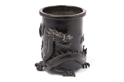 Lot 414 - A Chinese bronze brush pot