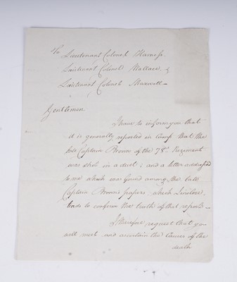 Lot 1083 - A letter signed by Arthur Wellesley, 1st Duke of Wellington